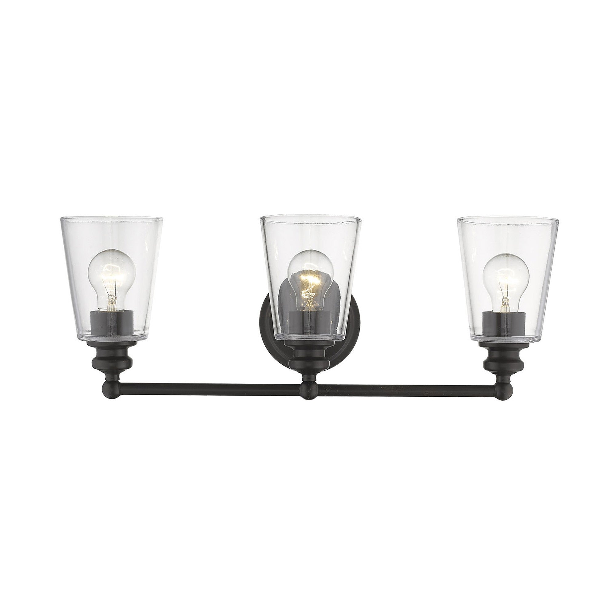 Three Light Antique Bronze Glass Shade Wall Sconce