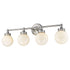 Fairfax 4-Light Satin Nickel Vanity With White Globe Shades