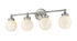 Fairfax 4-Light Satin Nickel Vanity With White Globe Shades