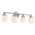 Fairfax 4-Light Satin Nickel Vanity With White Globe Shades