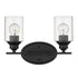 Two Light Matte Black Wall Light with Clear Glass Shade