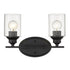 Two Light Matte Black Wall Light with Clear Glass Shade