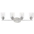 Four Light Silver Wall Light with Clear Glass Shade