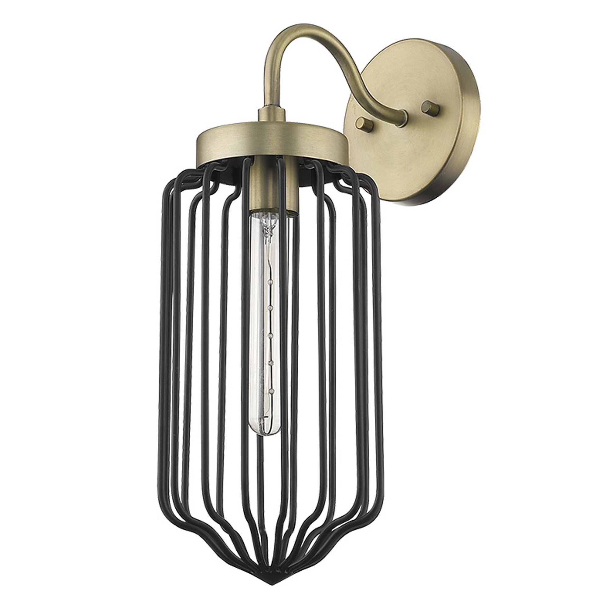 Gold and Black Metal Cage Wall Sconce