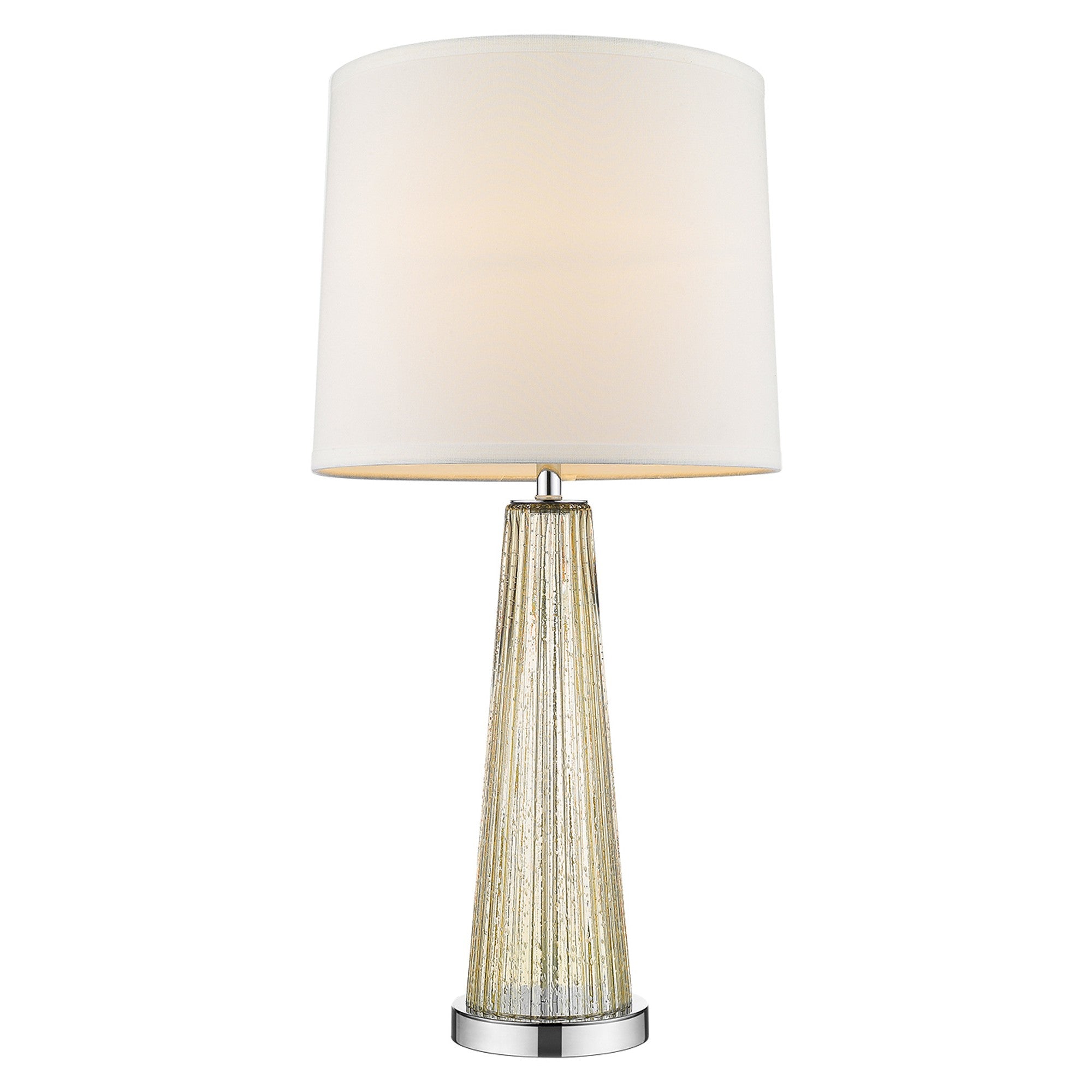 29" Silver Metal Table Lamp With White Empire Shade