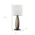 30" Ebony Lacquer Solid Wood Standard Table Lamp With White Shade