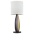 30" Ebony Lacquer Solid Wood Standard Table Lamp With White Shade