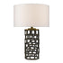 26" Black Metal Column Table Lamp With White Drum Shade