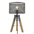 20" Brown Metal Column Table Lamp With Black Drum Shade