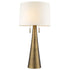 34" Brass Metal Two Light Table Lamp With White Empire Shade