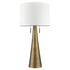 34" Brass Metal Two Light Table Lamp With White Empire Shade