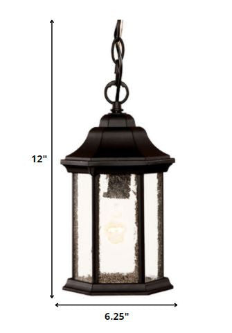 Antique Black Textured Glass Lantern Hanging Light