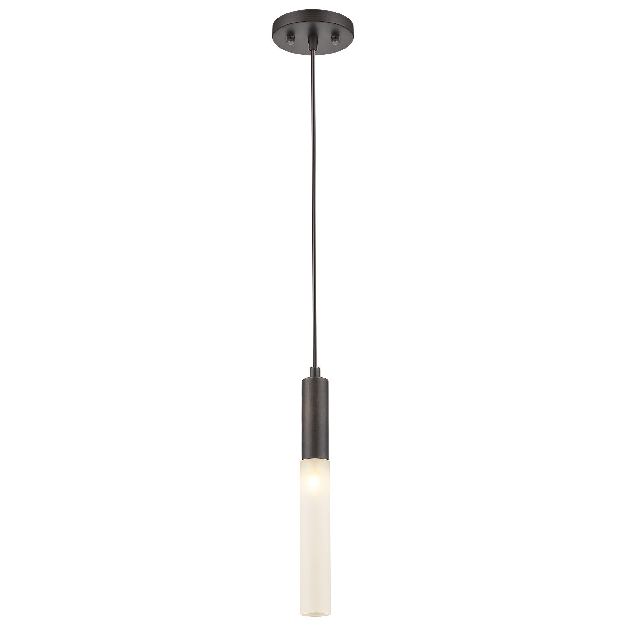 Bronze Pendant Hanging Light with Frosted Glass Shade