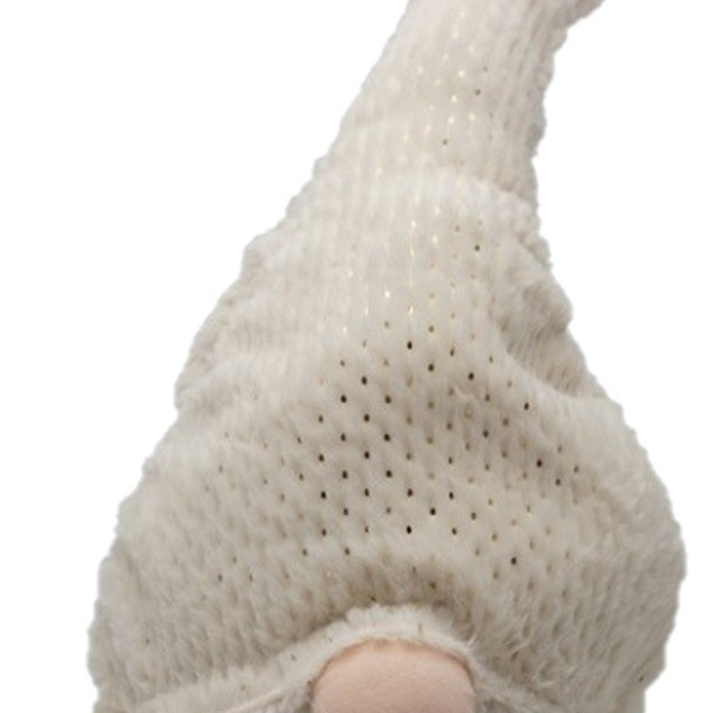 Creamy White Fuzzy Fabric Gnome