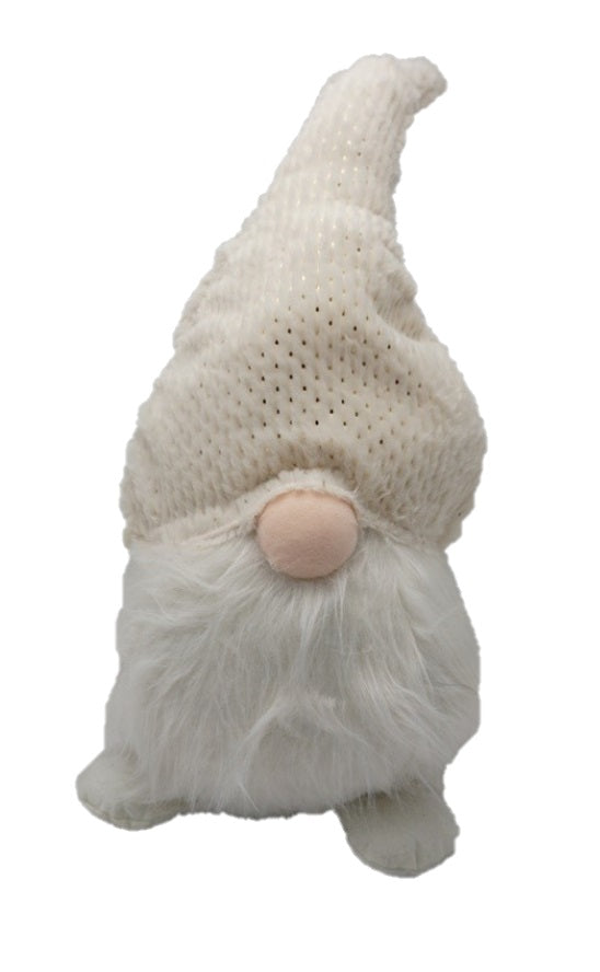 Creamy White Fuzzy Fabric Gnome