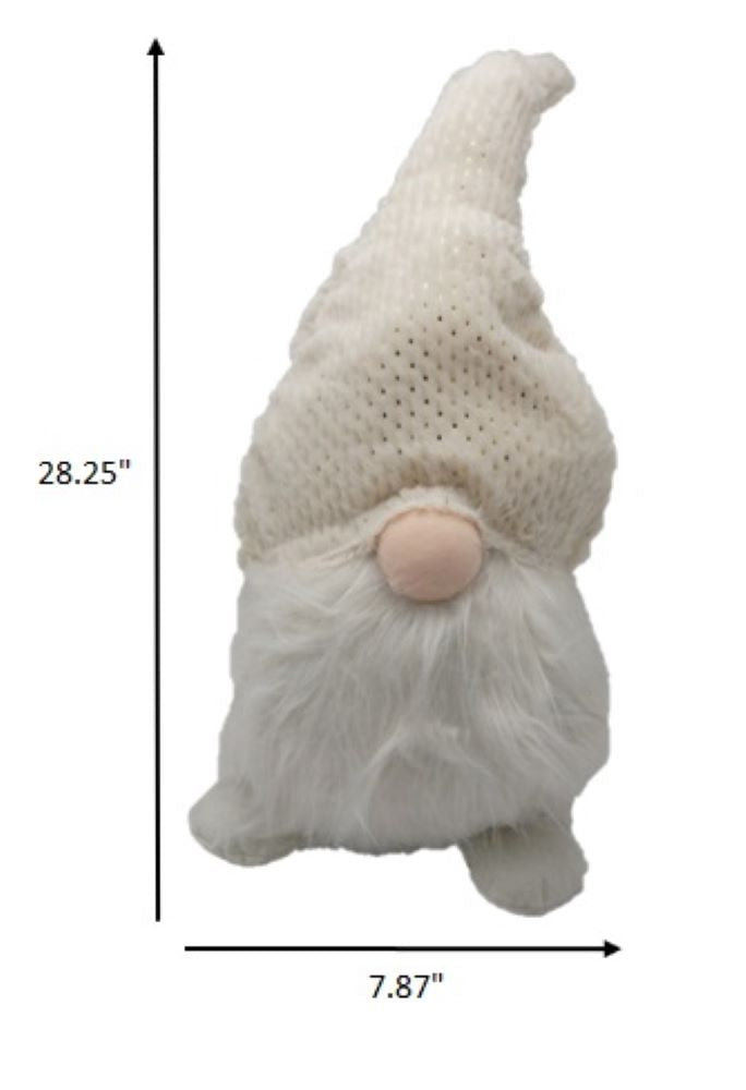 Creamy White Fuzzy Fabric Gnome