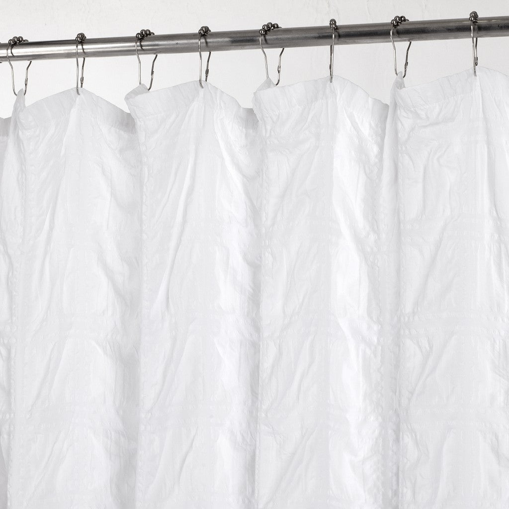 White Modern Crinkle Shower Curtain