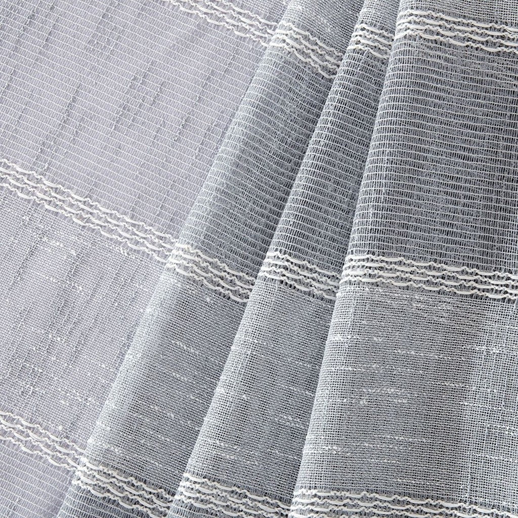 Silver Striped Embroidered Shower Curtain