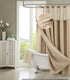 Mocha Sheer and Grid Shower Curtain and Liner Set