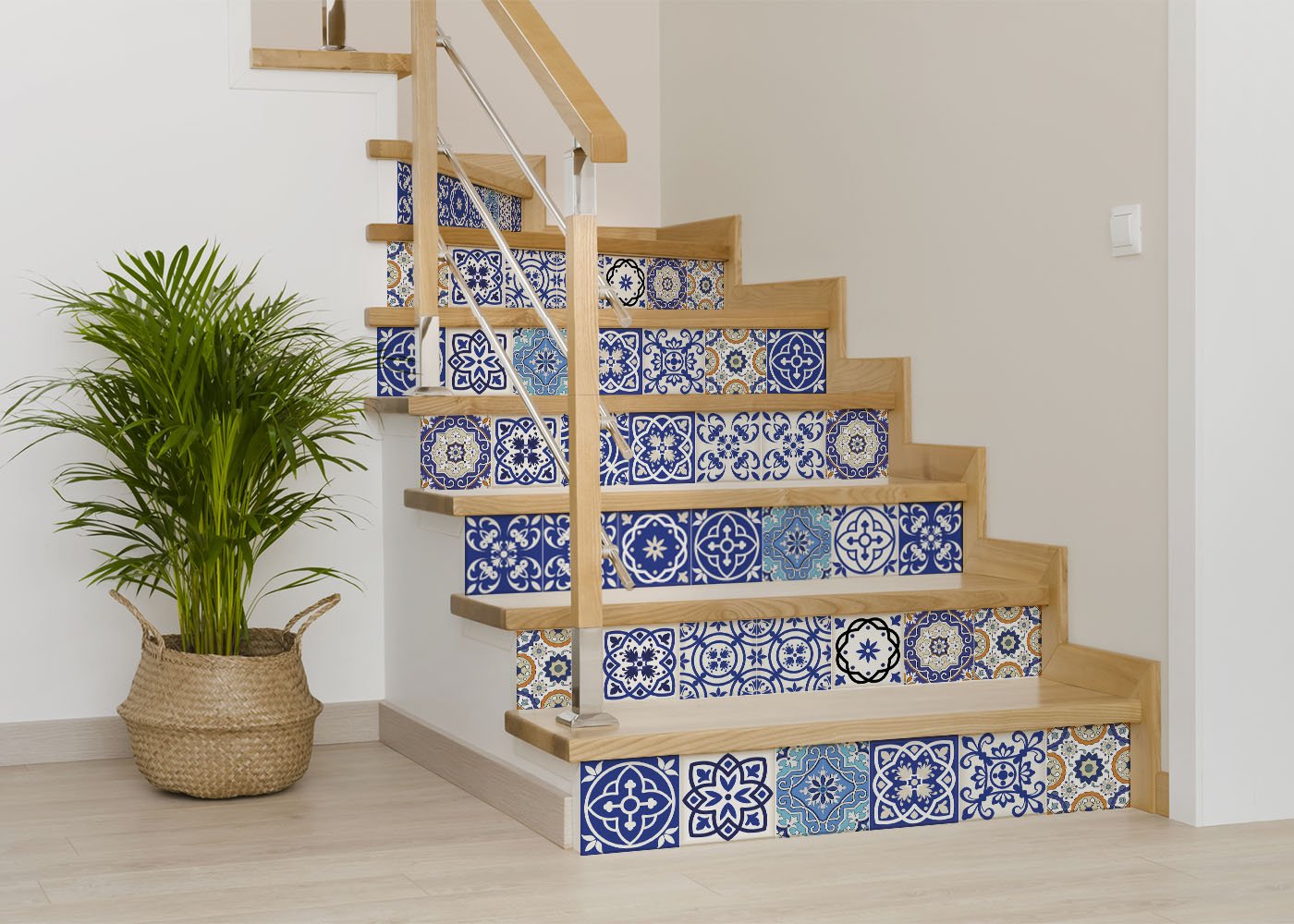 4" x 4" Blue and Aqua Pop Mosaic Peel and Stick Removable Tiles