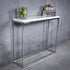 35" White and Silver Frame Console Table