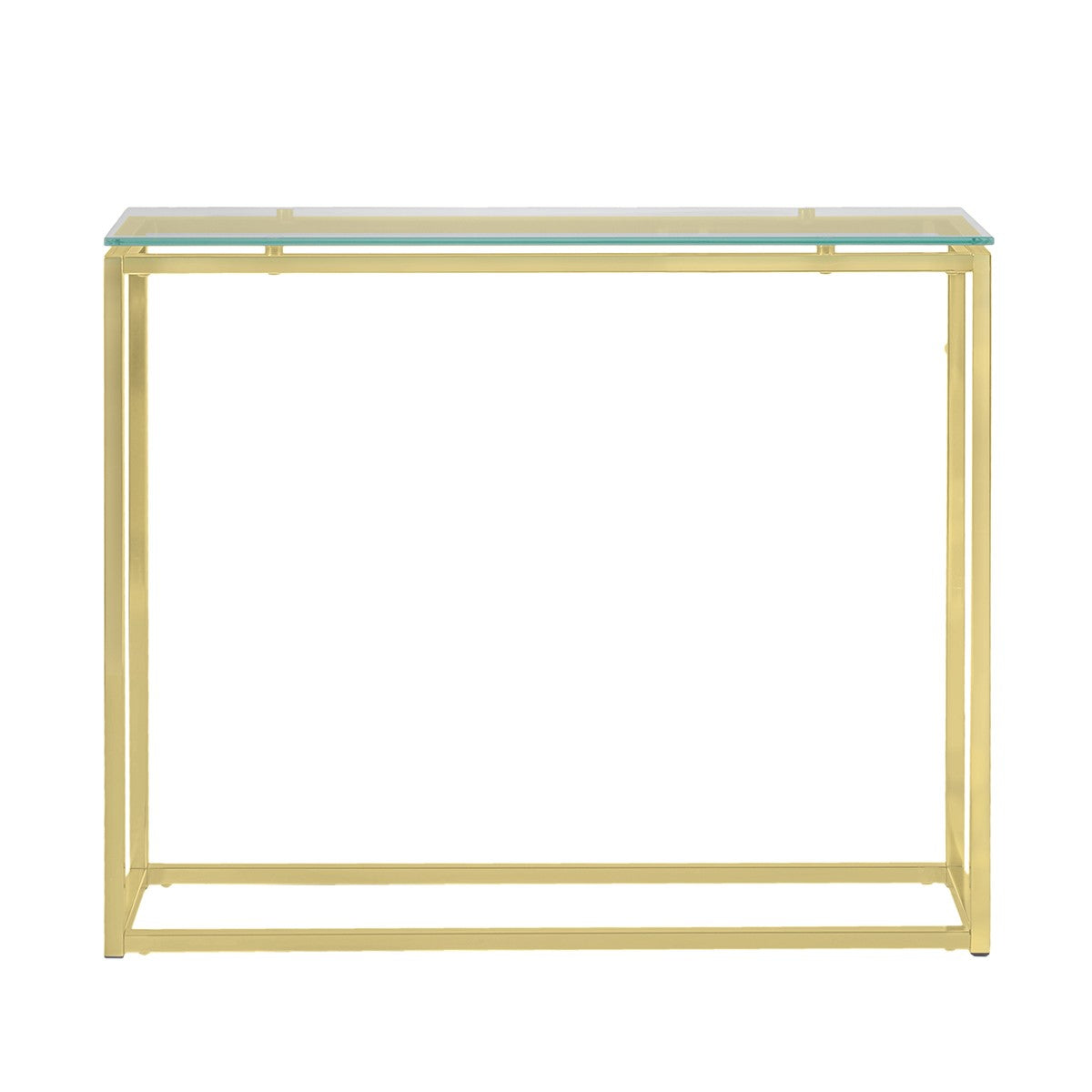 36" Clear and Gold Glass Frame Console Table