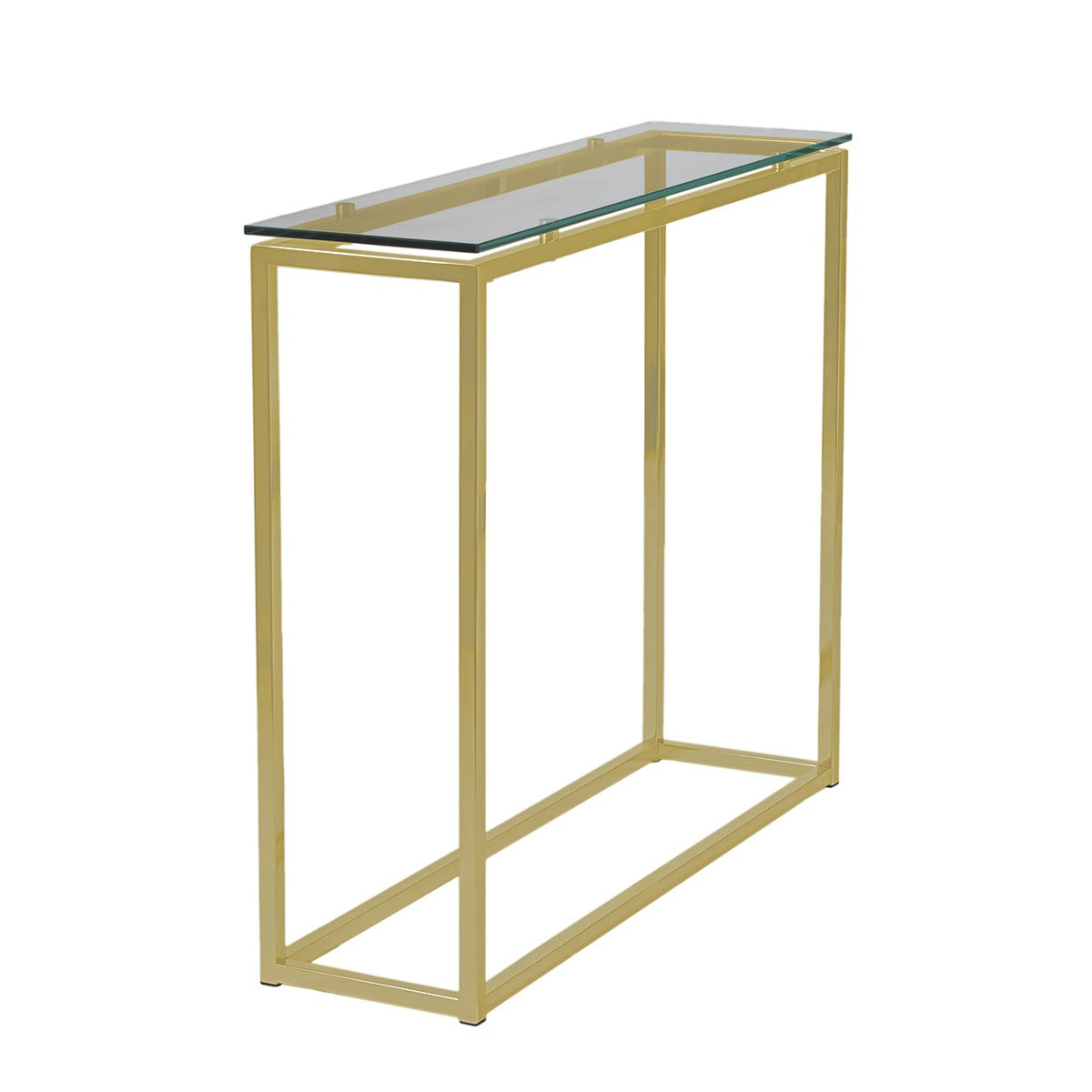 36" Clear and Gold Glass Frame Console Table