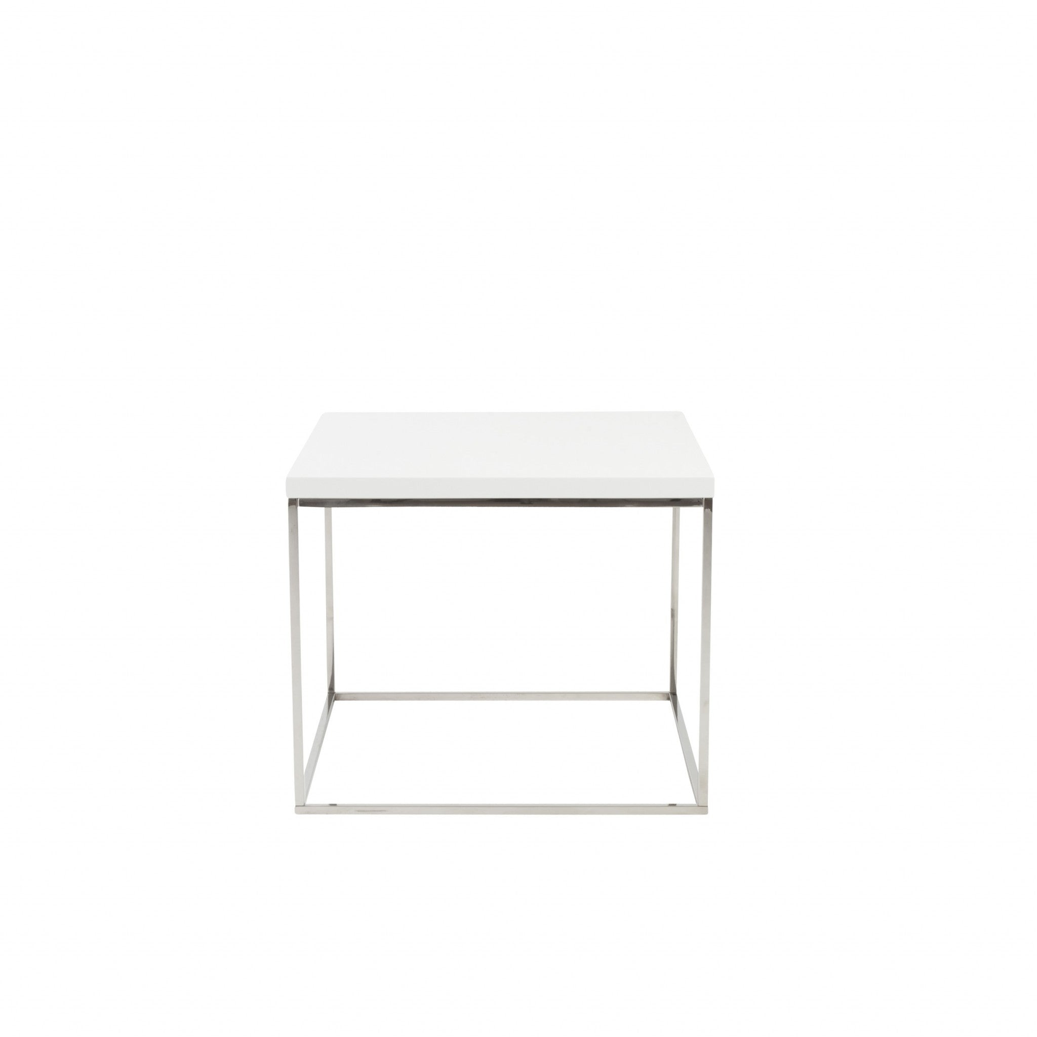 20" Silver And White Square End Table