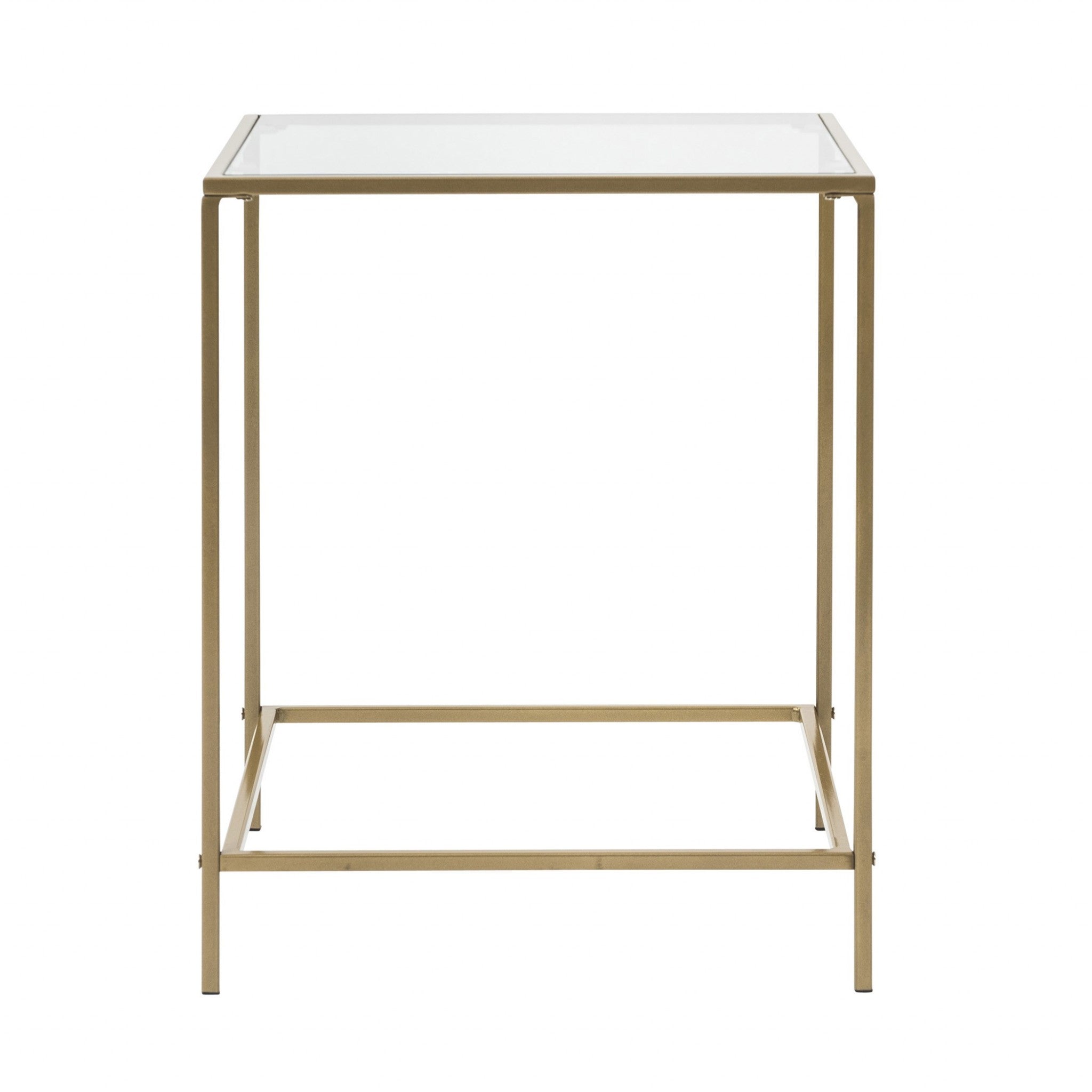 22" Gold And Clear Glass End Table