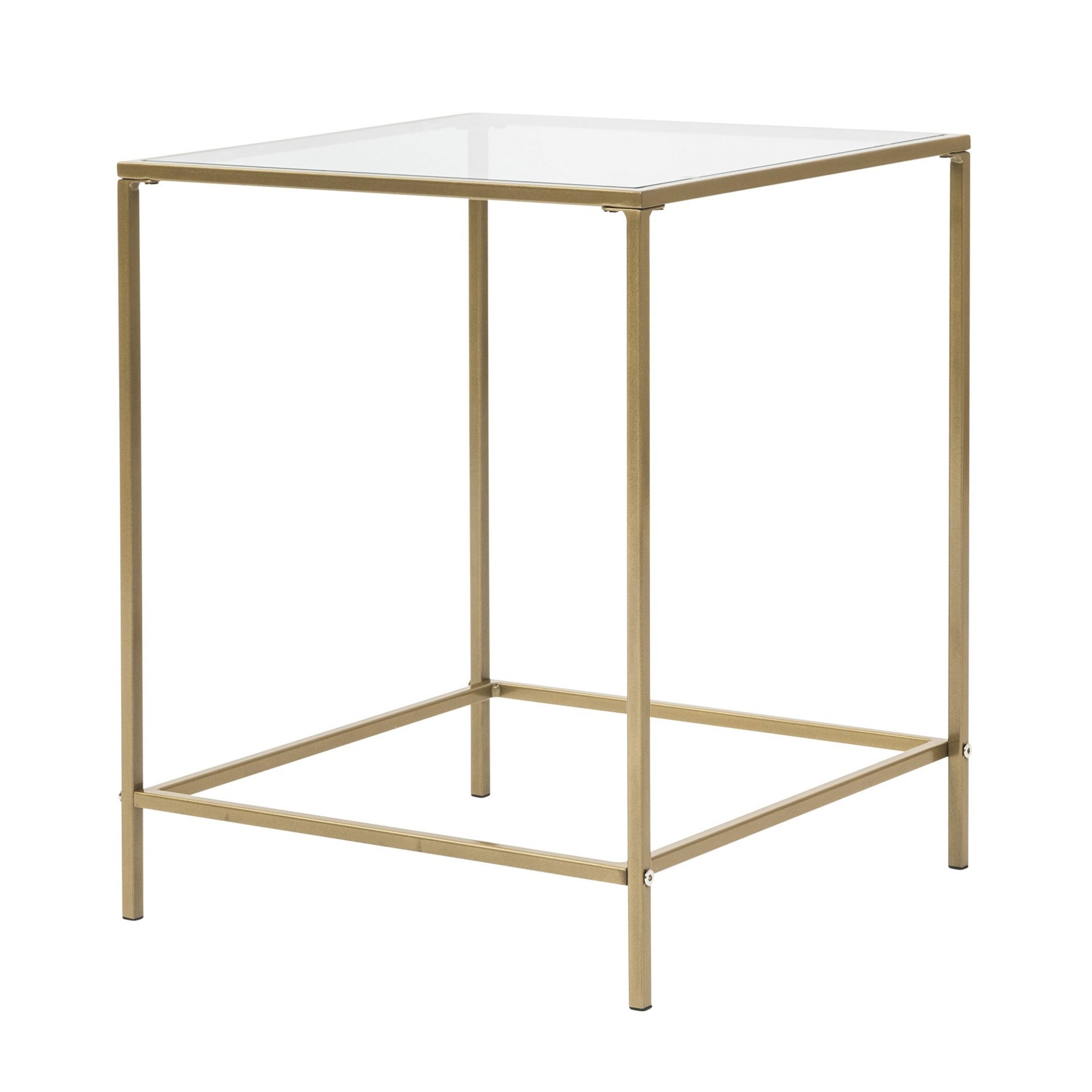 22" Gold And Clear Glass End Table