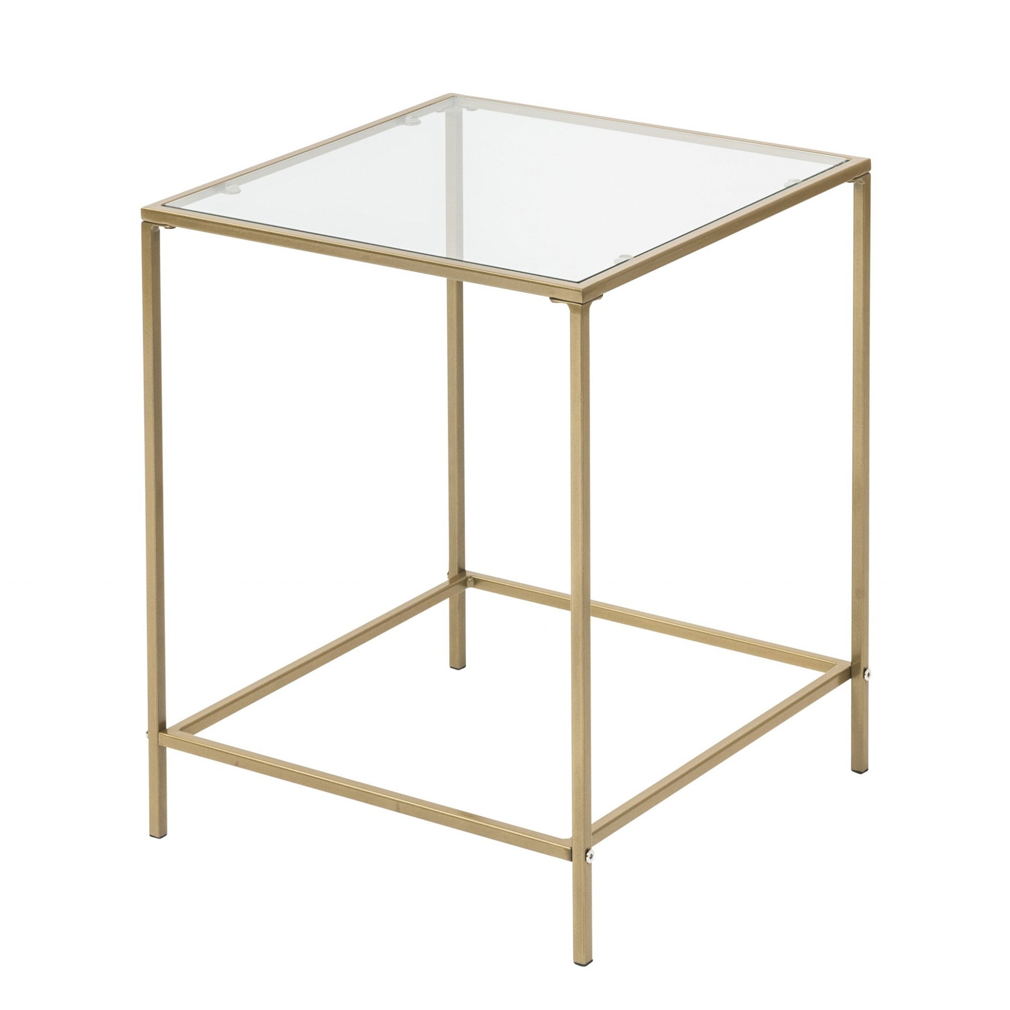 22" Gold And Clear Glass End Table