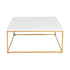 35" Gold And White Manufactured Wood And Metal Square Coffee Table