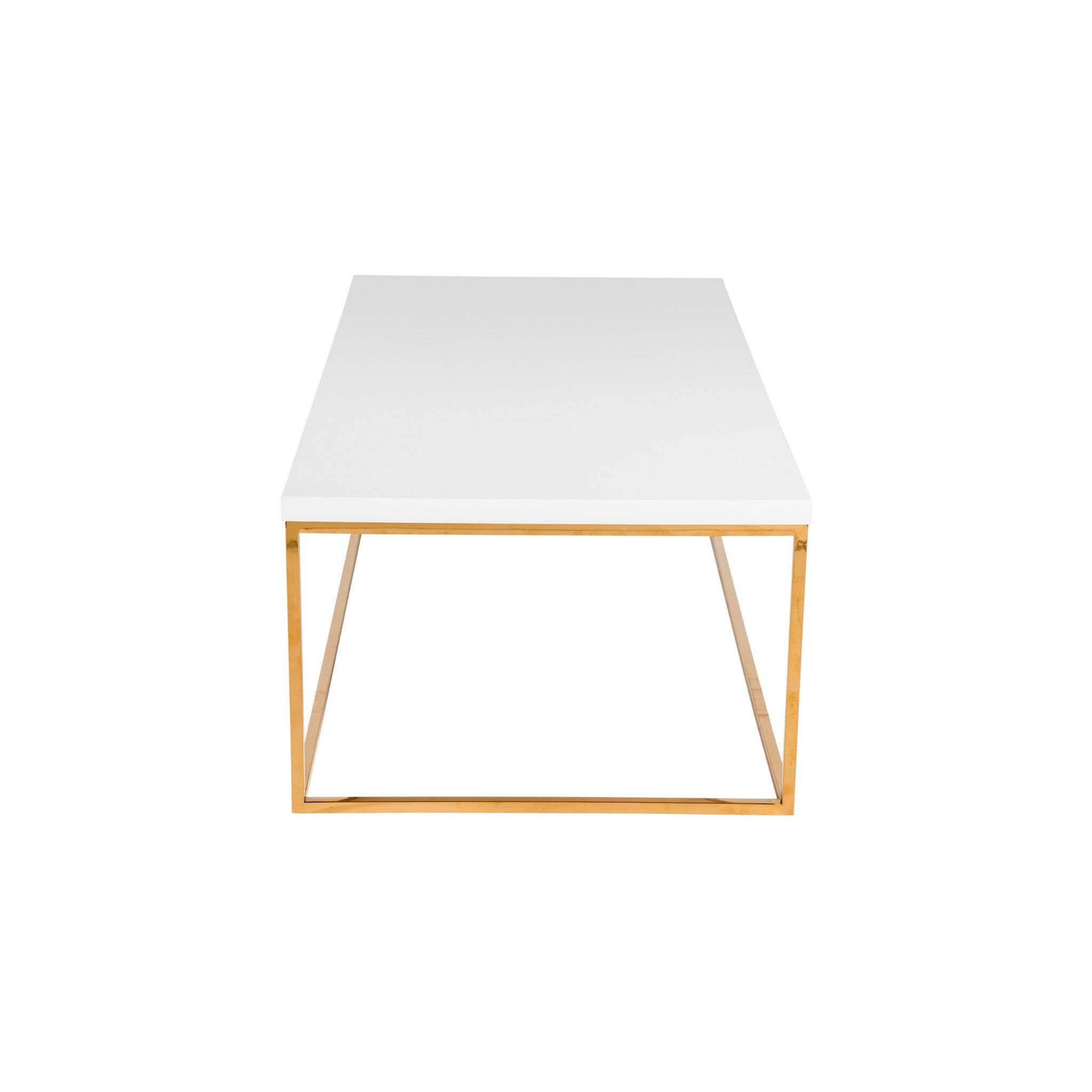 47" White And Gold Metal Coffee Table
