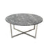 36" Black And Silver Faux Marble Round Coffee Table