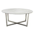 36" White And Silver Metal Round Coffee Table