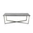 47" Black And Silver Faux Marble Rectangular Coffee Table