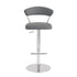 30" Gray And Silver Steel Swivel Low Back Bar Height Bar Chair