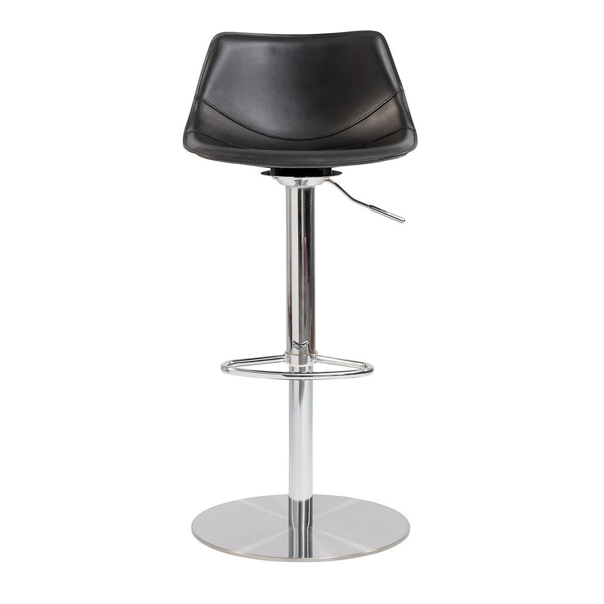 32" Black And Silver Steel Swivel Low Back Bar Height Bar Chair