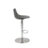 32" Gray And Silver Steel Swivel Low Back Bar Height Bar Chair