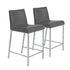 Set of Two 24" Gray And Silver Steel Low Back Counter Height Bar Chairs