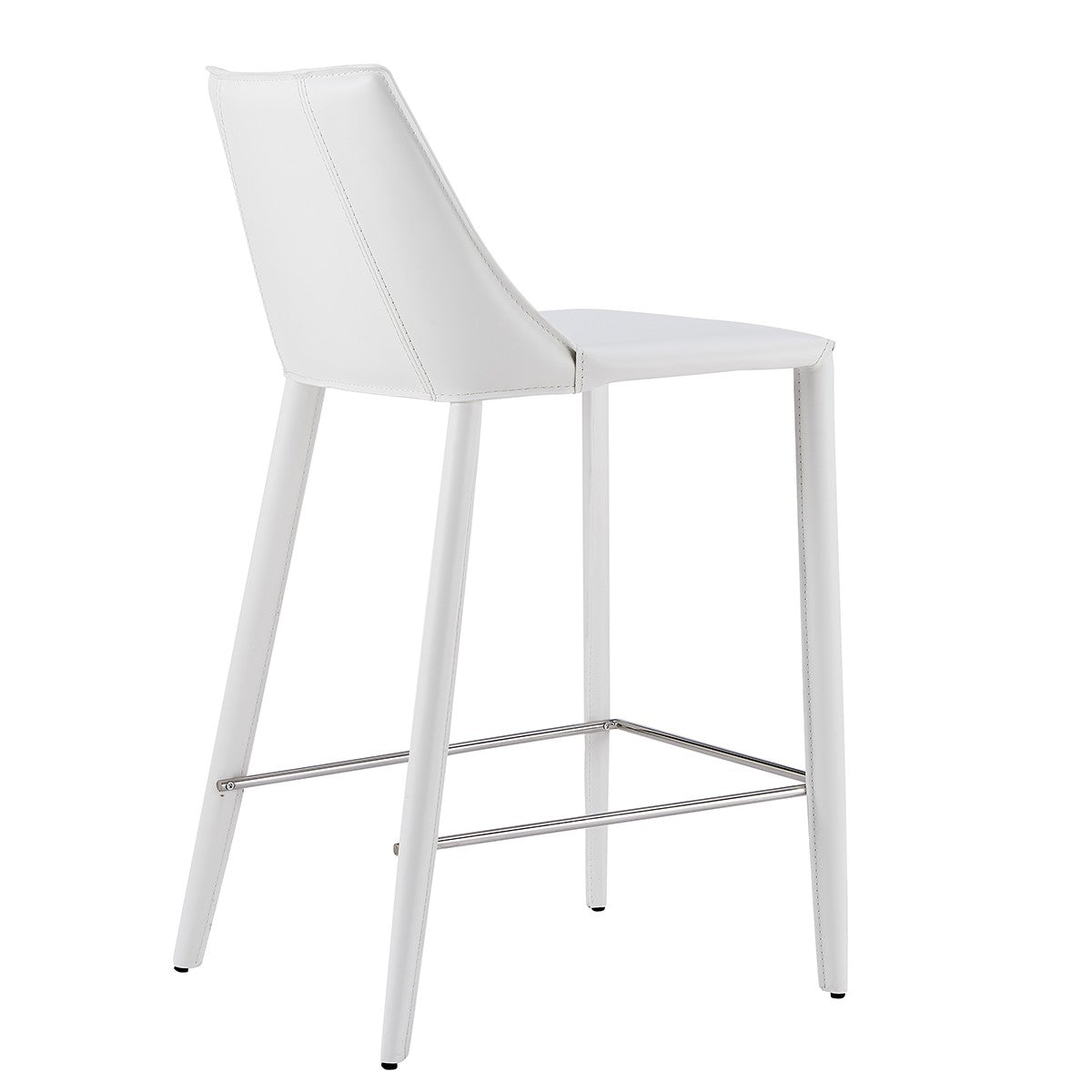 26" White Steel Low Back Counter Height Bar Chair