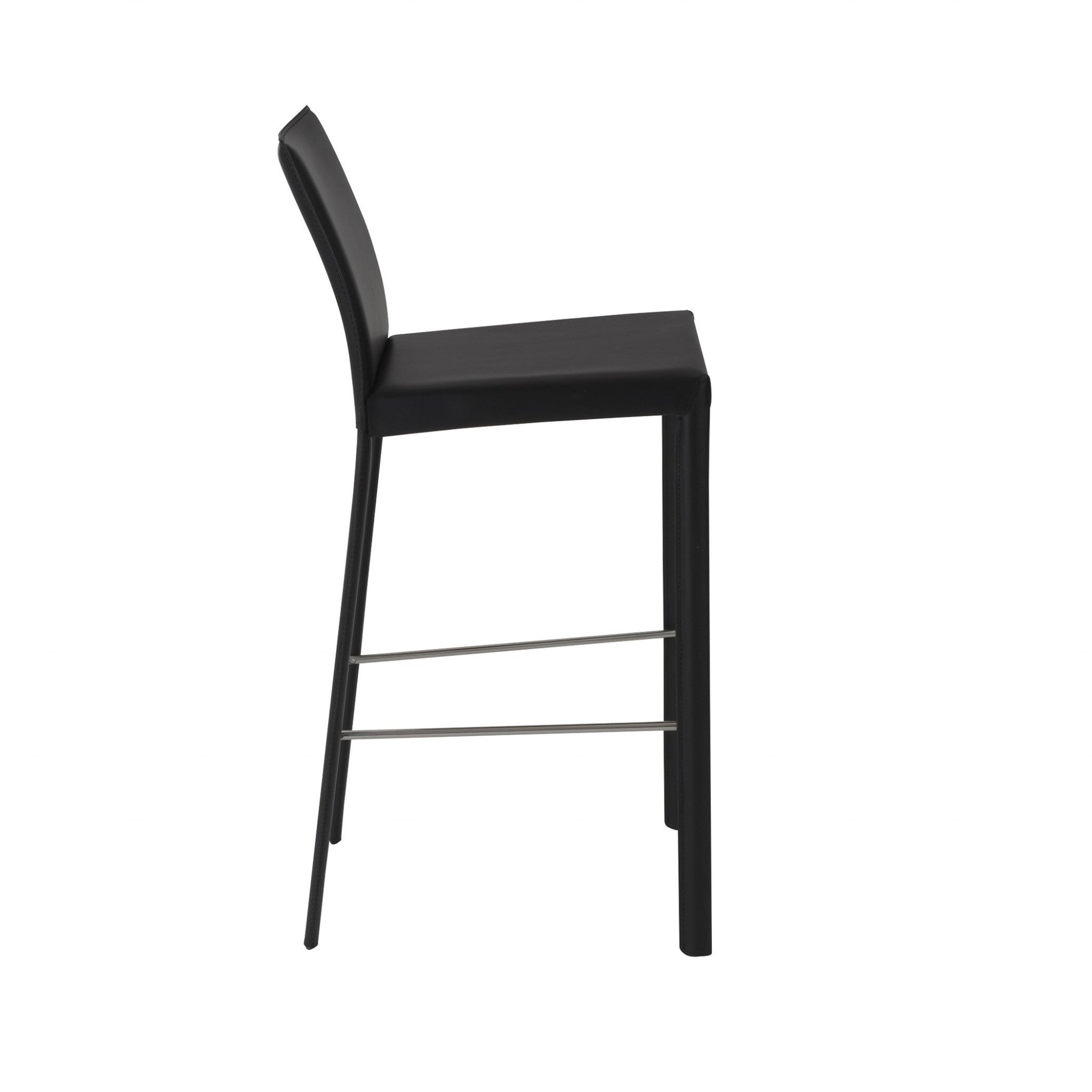 Set of Two 30" Black Steel Low Back Bar Height Bar Chairs