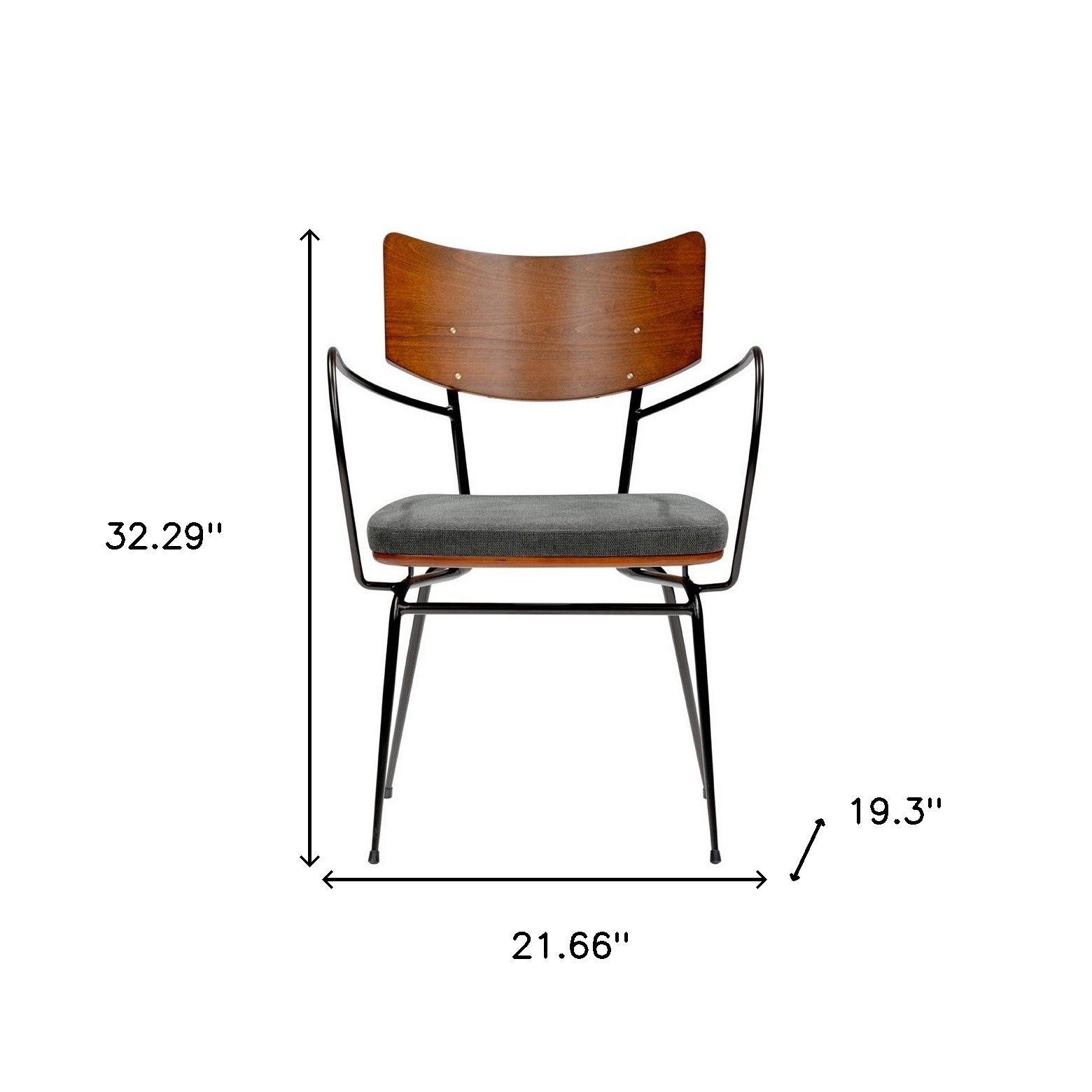 Set of Two Wood and Steel Armchairs