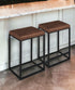 Set of Two " Brown And Black Faux Leather And Metal Backless Counter Height Bar Chairs