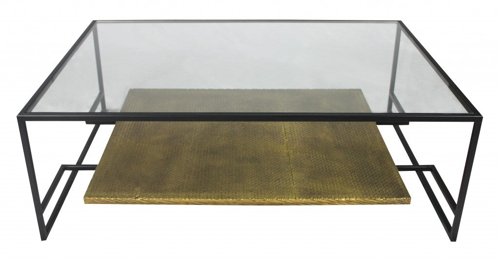 Modern Black and Gold Glass Coffee Table