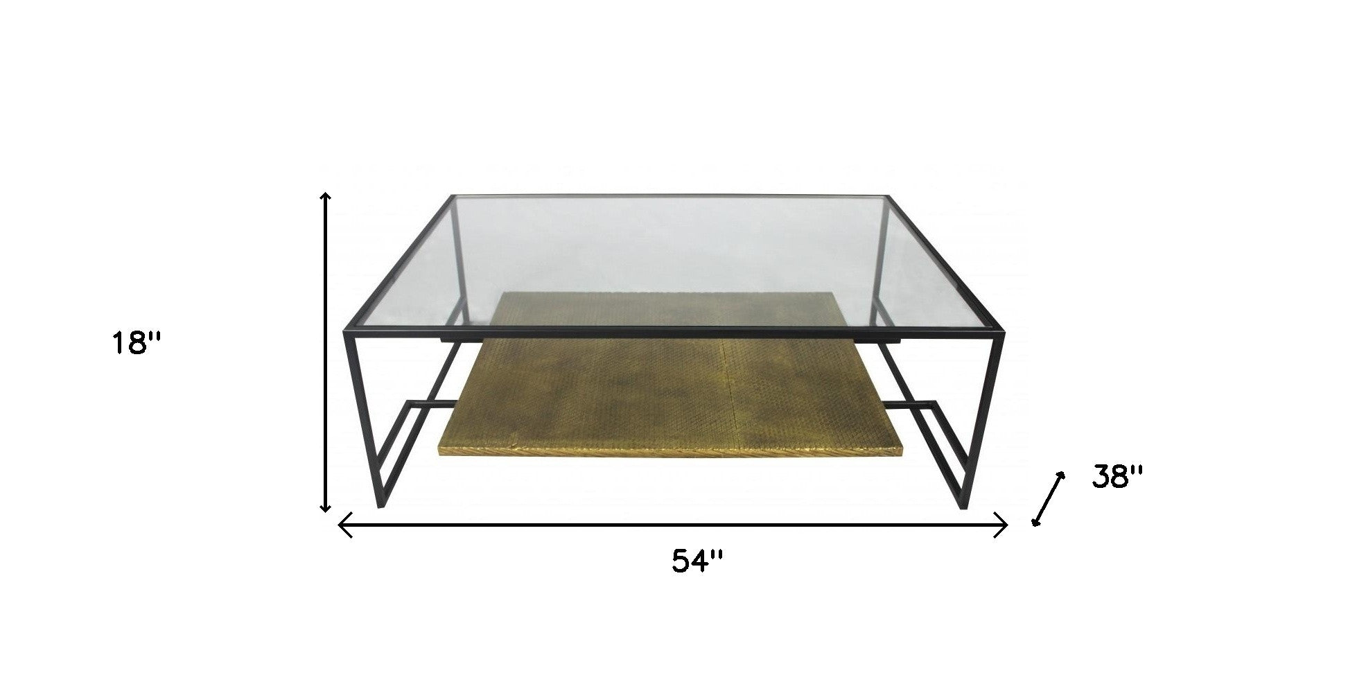 Modern Black and Gold Glass Coffee Table