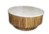 Round Marble Top and Wooden Strips Coffee Table