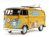 8" Blue and Yellow Metal c1967 Volkswagen Hand Painted Decorative Bus