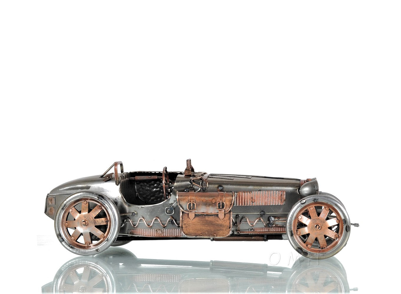 c1924 Bugatti Bronze and Silver Racecar Model Sculpture