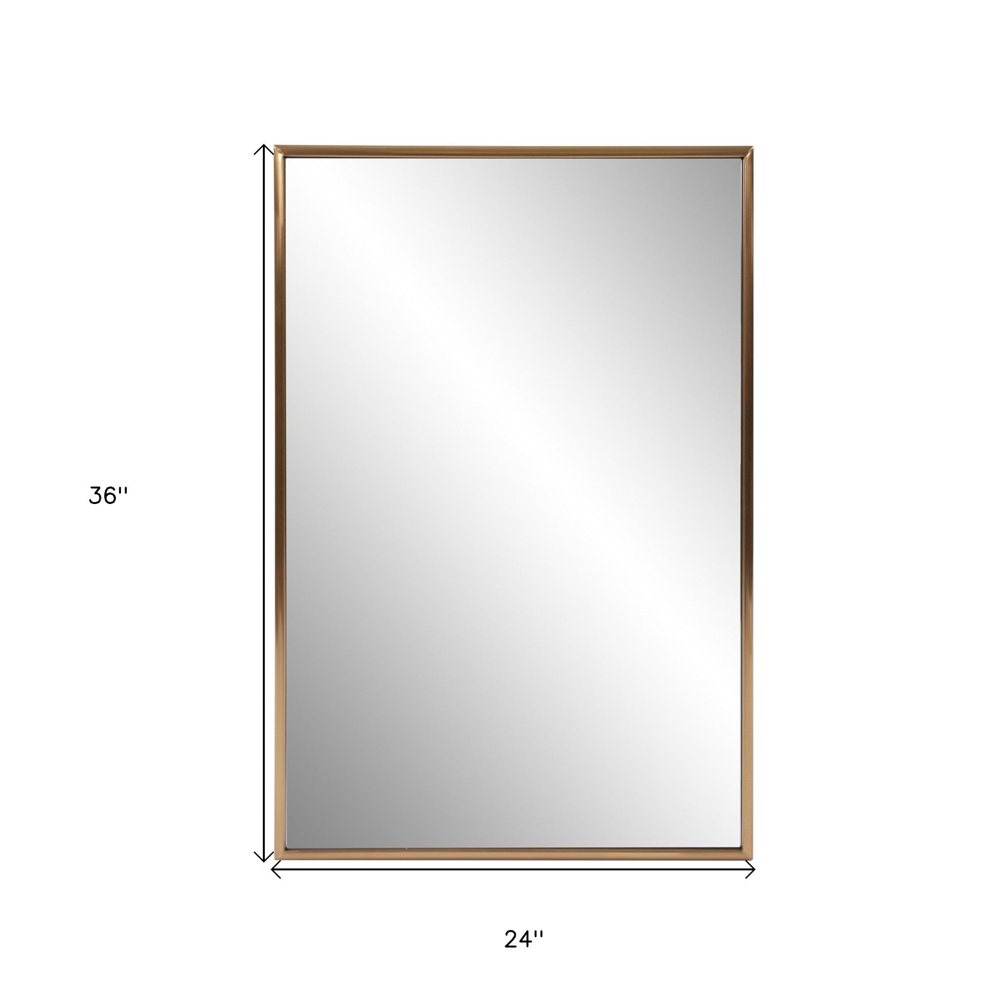 Antiqued Brushed Brass Rectangular Wall Mirror